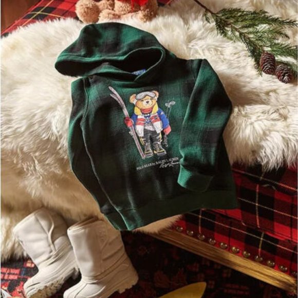 NWT POLO RALPH LAUREN Girls 6, 7 POLO Bear sweater SweatshirtFLEECE HOODIE